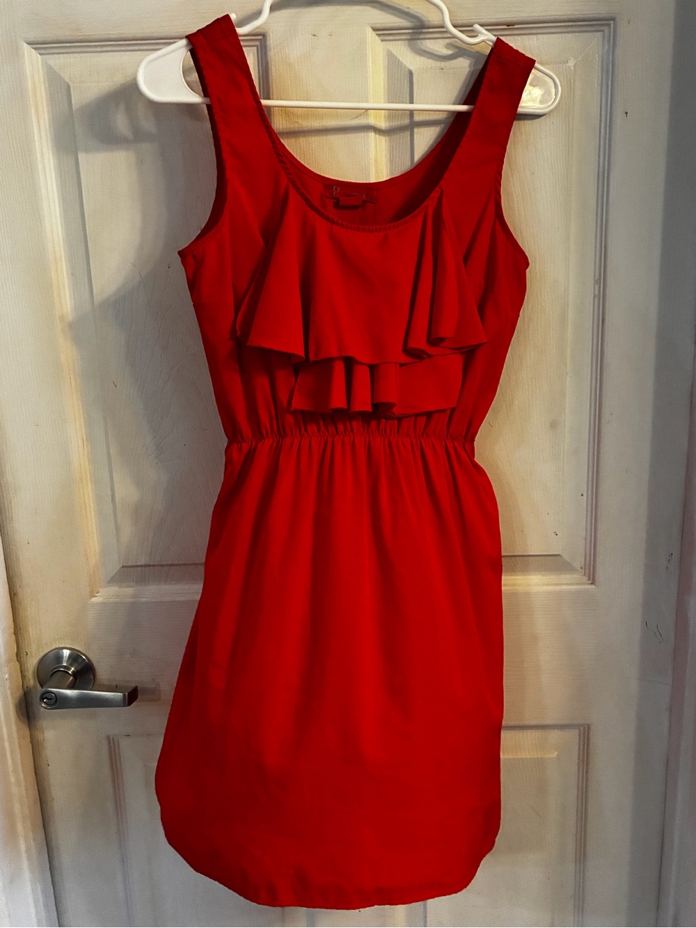 UP by Ultra Pink Woman’s Bright Red Ruffle Sleeveless Sundress, Size: S